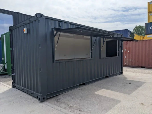 Conteneur bar 20 pieds professionnel avec double auvent relevable