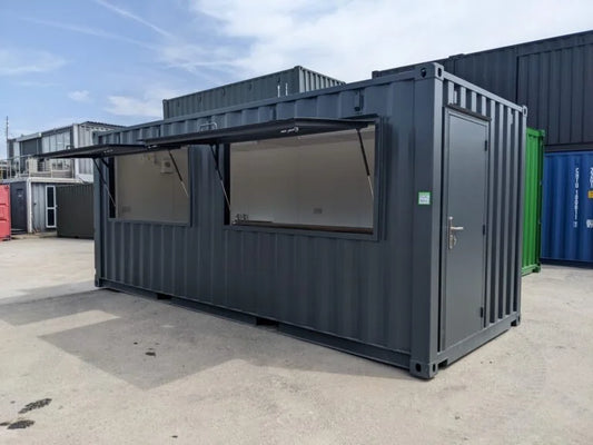 Conteneur bar 20 pieds professionnel avec double auvent relevable