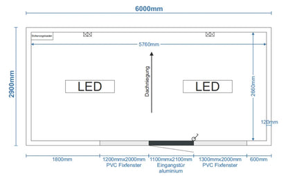 Conteneur de bureau modulaire 6,00 × 2,90 m