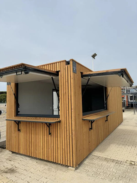 Kiosque bar 40 pieds professionnel avec bardage bois