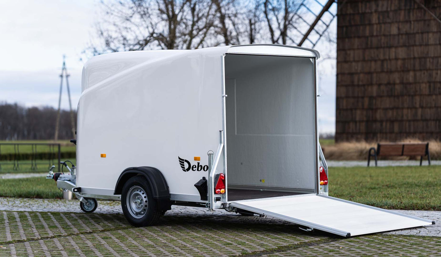 Remorque cargo Pullman Debon 1300 bleue avec suspension et porte latérale